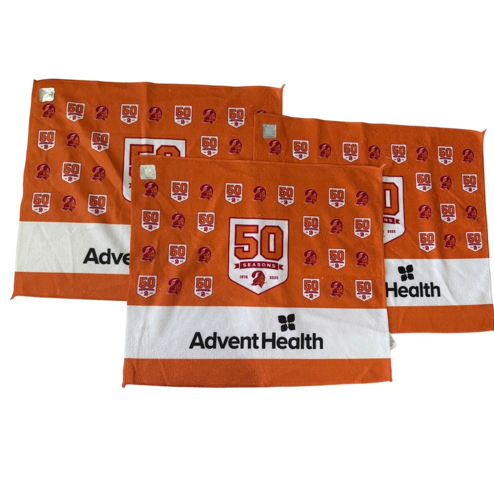 3pc Tampa Bay Buccaneers 50 Seasons Rally Towels 1976-2025 NFL Orange AA Mills